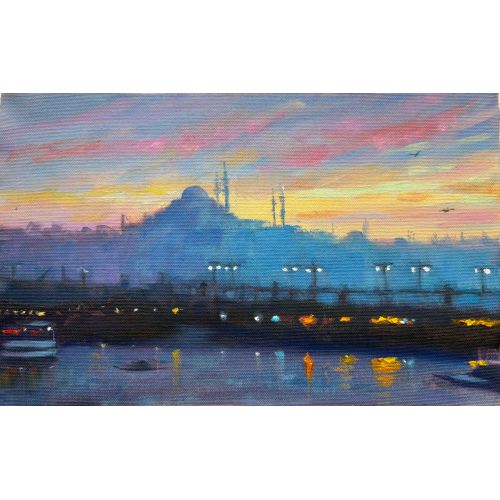 İstanbul Sunset,  Aytaç Dutkin Canvas cloth is sent as oil paint - rolled. Oil Paint Paintings