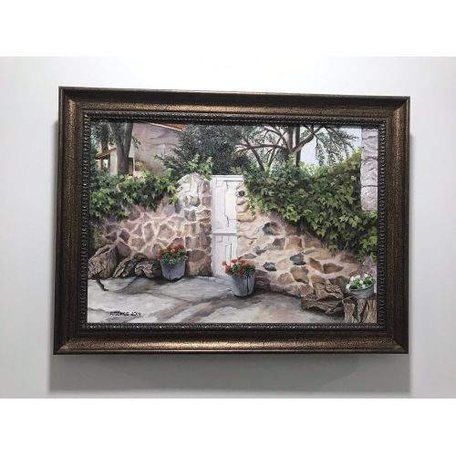 Foça Kapı, Ayşın Gökçe 35 cm x 50 cm çerçeveli yağlı boya tablo Yağlıboya Tablo Orijinal Tablo