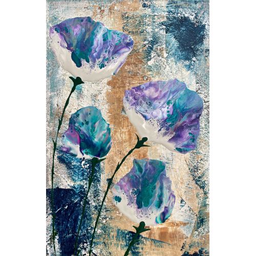 Çiçek Bahçesi 2, Tugba Kuvvetli Yurtsever 40*60 cm  2024  tüab  Çerçevesiz Akrilik Orijinal Tablo