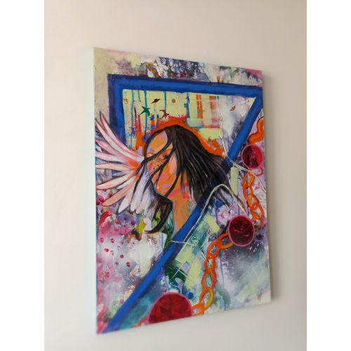 Özgürlük Ve Esaret, İrem Erdoğan Karma Teknik Özgürlük Ve Esaret, İrem Erdoğan 50×70 tuval,karışık teknik, çerçevesiz,soyut sanat. Karma Teknik Orijinal Tablo