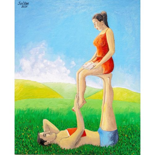 Gençlik, Aşk Ve Kitap, Soltan Soltanlı Yağlıboya Tablo Gençlik, Aşk Ve Kitap, Soltan Soltanlı Gençlik, aşk ve kitap. Tuval, yağlı boya. 110x90 cm. Sanatta benim için asıl
