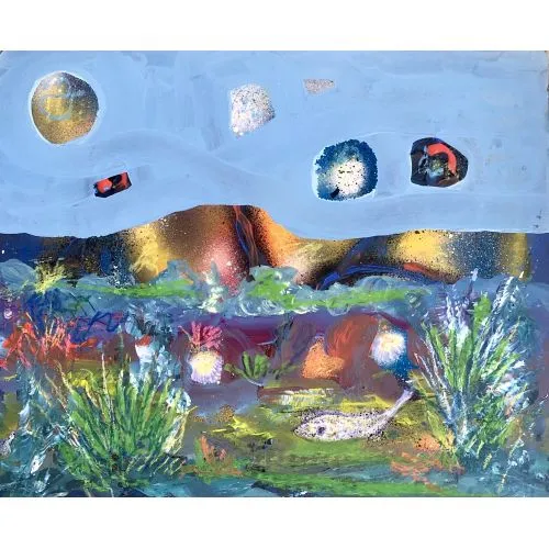 Universe, Ahmet Ocal Acrylic mixed media on x-ray  production date 2018-2025 without frame Mixed Paintings