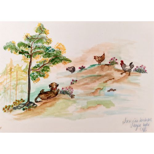 LUCKY'S HEART IS BIGGER THAN HIMSELF, Hülya Bakadur Watercolor LUCKY'S HEART IS BIGGER THAN HIMSELF, Hülya Bakadur WATERCOLOR Watercolor Paintings