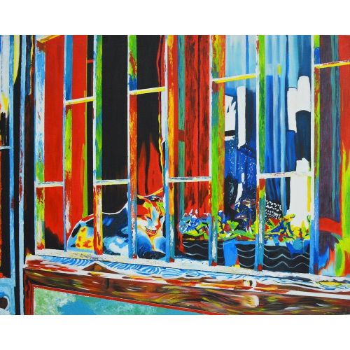 Mırnav Uyuyor, Salih Sahil Eser 100x80 cm ebatlarındadır. Tuval üzerine akrilik boya ile işlenmiştir. Temiz renk alanları