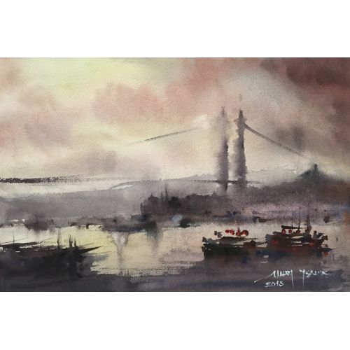 İstanbul 11, Murat Bakır PAMUK KAĞIT ÜZERİ SULUBOYA  Suluboya Orijinal Tablo
