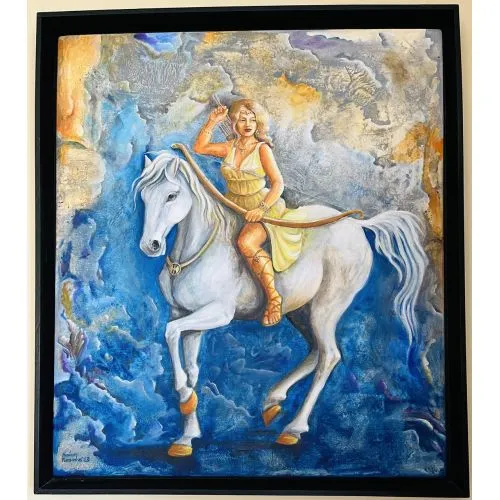 Princess Ada Alynda in the city of Kent, Neriman Karşanbaş Oil painting on canvasframedRead in the Princess Island Alynda
