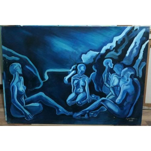 Mavi Gece 1, Zeynep Yılmaz Mavi Gece Yağlıboya tablo, Ressam Zeynep Yılmaza ait Online Sanat galerisi ,sanat eserleri