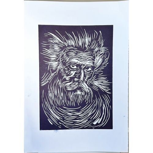 Portrait, Seyda Ozgen 35x50cm linoleum print Engraving Paintings