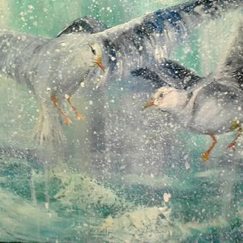 Martı Ve Kırlangıç, Ahmet Kamil Akış Martı Ve Kırlangıç -Yağlı Boya Tuval45x70 cm Ahmet Kamil Akış Yağlıboya