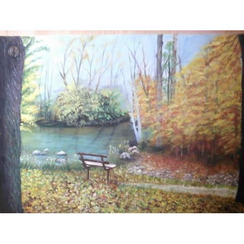 Sonbahar 2, Turkan Ersungur Tuval uzerine yağlı boya. 40×50 sonbahar resmi  Yağlıboya Tablo Orijinal Tablo