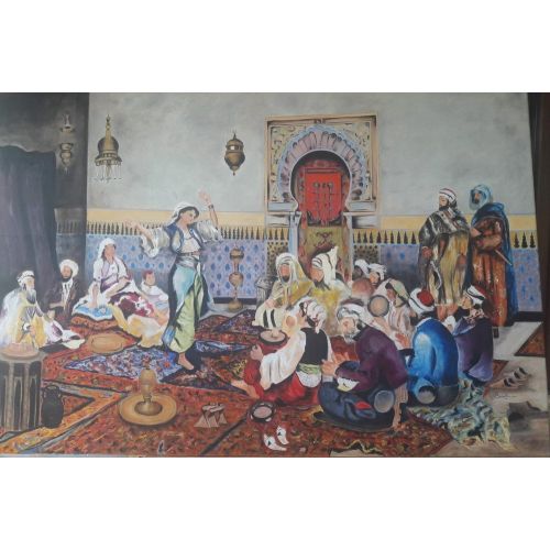 Sarayda Eğlenti, Salih Zeki Dervişoğlu Sarayda Eğlenti Yağlıboya Tablo Orijinal Tablo