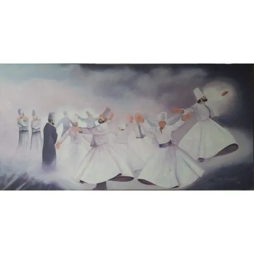 Semah, Salih Zeki Dervisoglu Semah Oil Paint Paintings