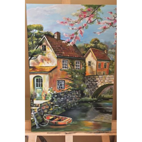 Huzur Köprüsü, Hikmet İskenderoğlu 40X60 Yağlı boya tekniğiyle yapılmış çalışma. Yağlıboya Tablo Orijinal Tablo