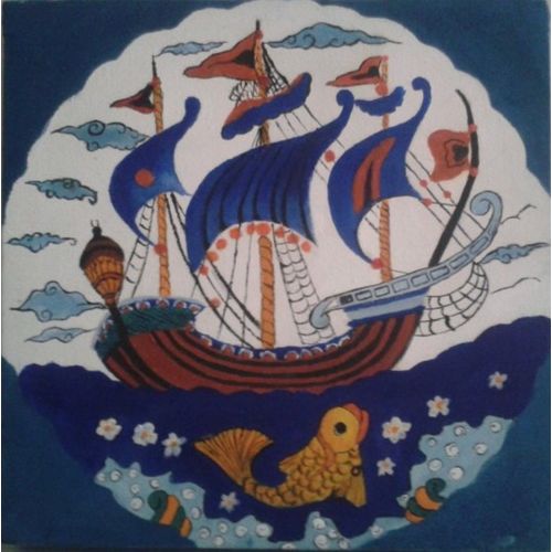 Minyatür Deniz Ve Gemi Çalışması, Berrin Nisa Kati 40*40 Yağlı Boya, Minyatür. Tuval Üzeri - 2014 Yağlıboya Tablo