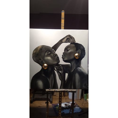 Black Women, Erdinc Malkoc Black Women Oil Paint Paintings