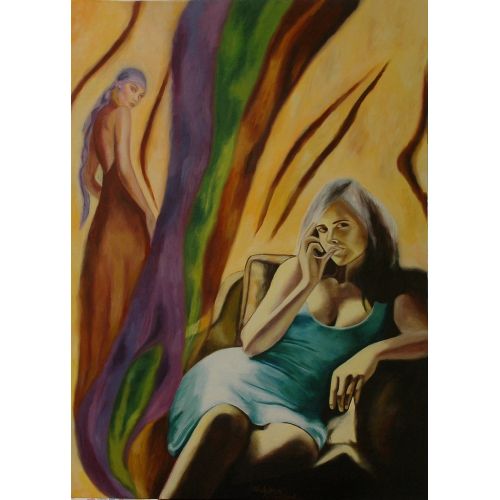 Women Between Dream And Reality Yellow Paintings, Zuhal Yilmaz
