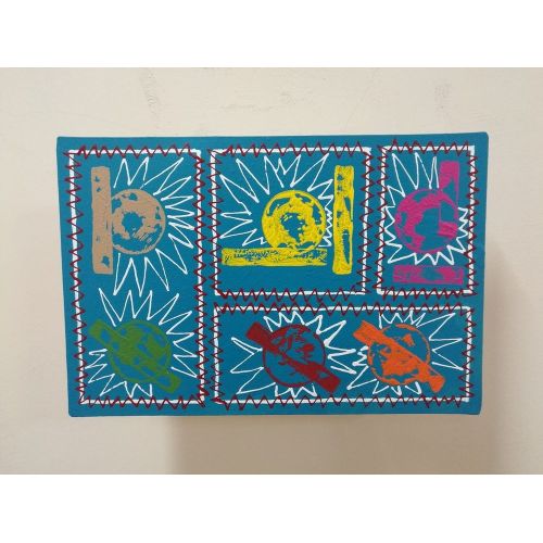 Renkler 12, Burak Aslan 60cm x 40cm tuval üzerine akrilik çocuk odası yüksek enerjili tablo göz yanılgısı, derinlik