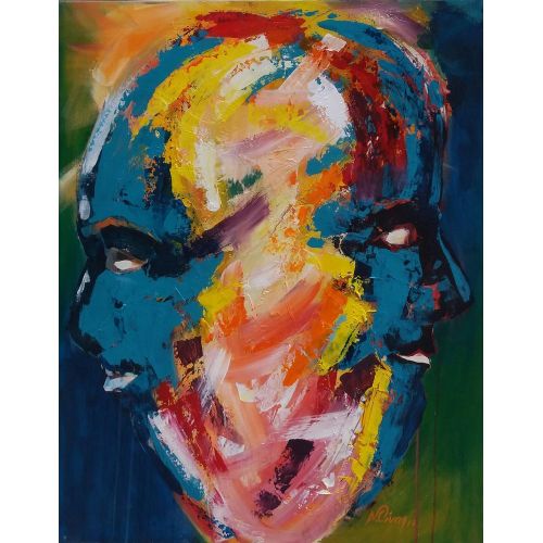 Çift Yüzler, Nadide Civan 100×80 cm 2017 Tuvale Karışık Teknik Karma Teknik Orijinal Tablo
