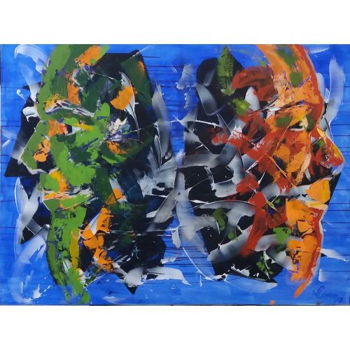 Parçalanan Yüzler, Nadide Civan 100×130 cm 2017 Tuvale Karışık Teknik Karma Teknik Orijinal Tablo