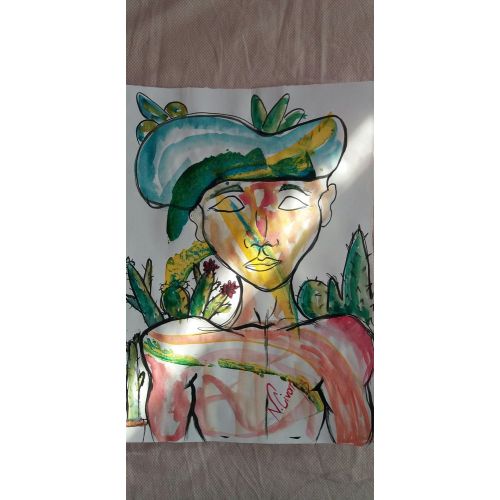 Erkek 2, Nadide Civan 35×25 cm 2018 Kağıda Karışık Teknik Orijinal Tablo