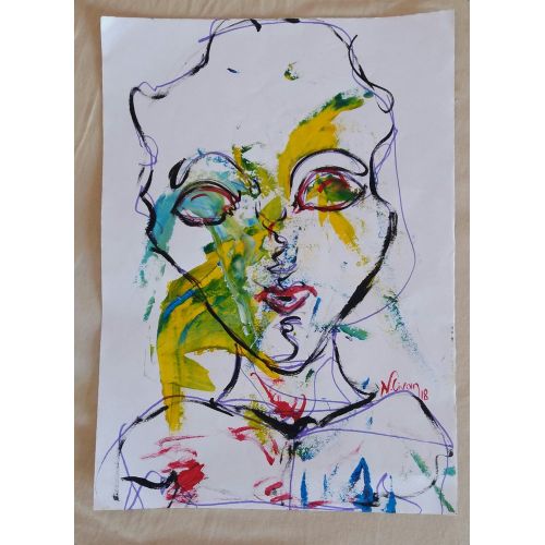 Kadın Serisi 1, Nadide Civan 35×25 cm 2018 Kağıda Karışık Teknik Suluboya Orijinal Tablo