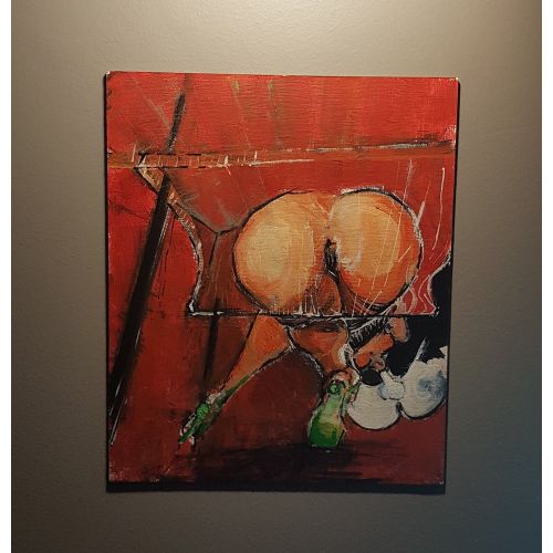 Cam Sandalye, Görkem Kalkan Panel üzerine akrilik  -  25x30 cm Akrilik Orijinal Tablo