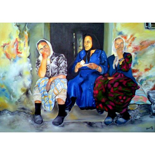 Kahve Falı, Selma Hikmet Öz Tuval üzerine yağlıboya, çerçeveli. Yağlıboya Tablo Orijinal Tablo