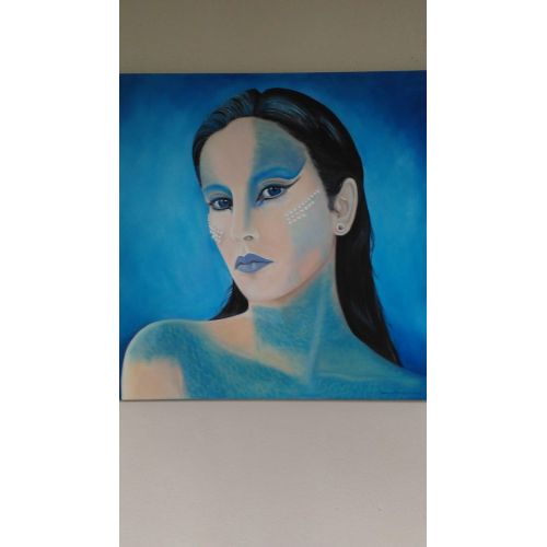 Mavi Kız, Semay Parmaksız Mavi Kız Oil painting on canvas. Made in 2018. Yağlıboya Tablo Orijinal Tablo