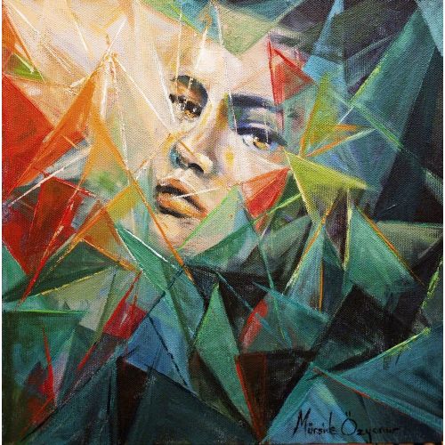 Kristaller, Mürşide Özyonar 30*30 tuval üzerine akrilik boyama figüratif modern bir çalışma. Mürşide Özyonar Akrilik