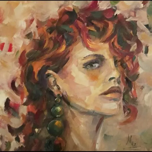 Red, Murside Ozyonar A figurative modern work with a female theme. Oil Paint Paintings