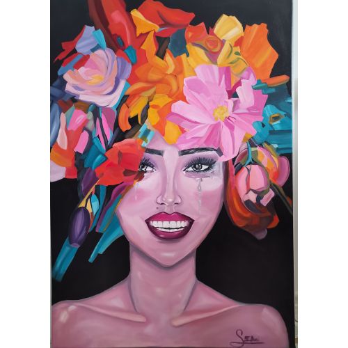 Sessiz Çığlık, Sevim Ekici 100X70cm tuval üzerine özgün yağlı boya resim çalışmam. Yağlıboya Tablo Orijinal Tablo