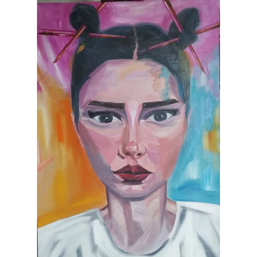 Aura, Sevim Ekici 70x50 cm tuval üzerine özgün yağlı boya resmim.  Yağlıboya Tablo Orijinal Tablo
