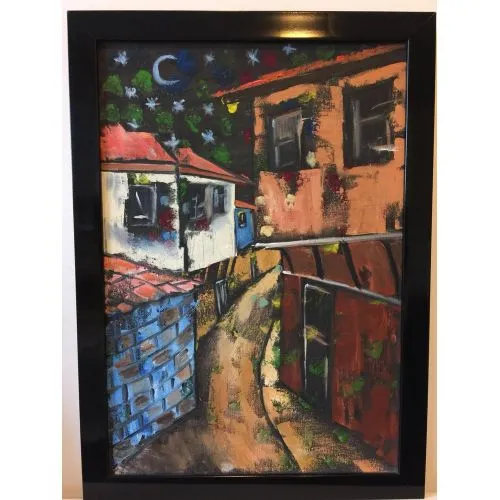 Gece, Sokak Arası, Sadiye Ozcelik Yağlıboya Tablo Gece, Sokak Arası, Sadiye Ozcelik Tuval üzerine yağlıboya karışık teknik Yağlıboya Tablo Orijinal Tablo