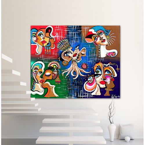 Suretler, Ece Tıpyardım 120x100 cm tuval uzeri akrilik teknik Akrilik Orijinal Tablo
