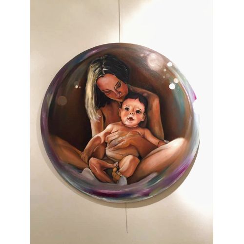 Gözbebeğim, Hülya Demircan Canvas üzerine orjinal yağlı boya,çapı: 80x80. Yağlıboya Tablo Orijinal Tablo