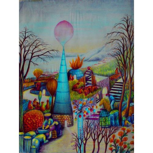 Transformasyon, Bilgin Çelik Water color,Tükenmez Kalem Yer altındaki dönüşümü anlatır. Sürrealist teknik Karma Teknik
