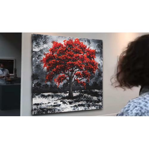 Kızıl Ağaç, Özen Altun Orijinal Sanat, Özgün Sanat, Ev Dekorasyonu, Duvar Dekoru, Orijinal Resim, Modern Sanat