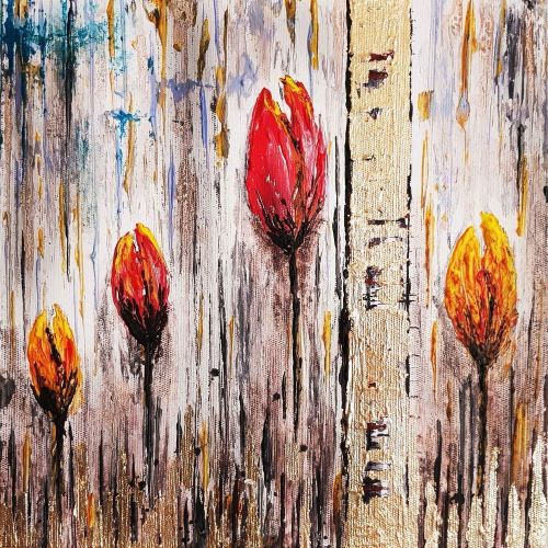 Laleler, Özen Altun Orijinal Sanat, Özgün Sanat, Ev Dekorasyonu, Duvar Dekoru, Orijinal Resim, Modern Sanat, hediyeler. Tuval