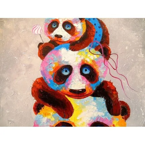 Family Of Pandas, Olha Darchuk Oil Paint Family Of Pandas, Olha Darchuk Family of pandas oil painting on canvas, 100% handmade palette knife and high quality oil will