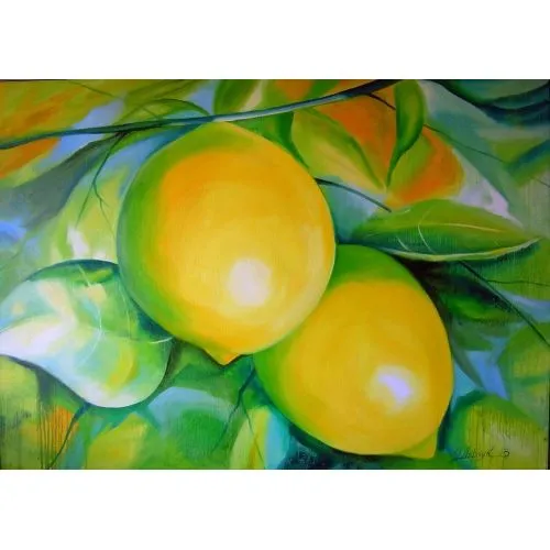 Lemons, Olha Darchuk Yağlıboya Tablo Lemons, Olha Darchuk Lemons oil painting without frame since the edges are painted, 100 % handmade with a palette knife and high