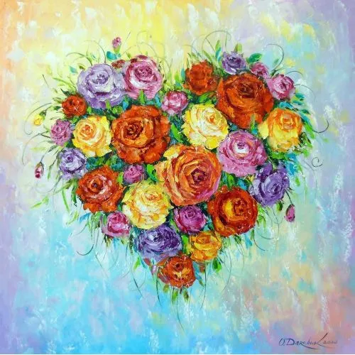 My Heart Blooms When You Are Near An, Olha Darchuk My heart blooms when you are near an oil painting of a unique kind on canvas