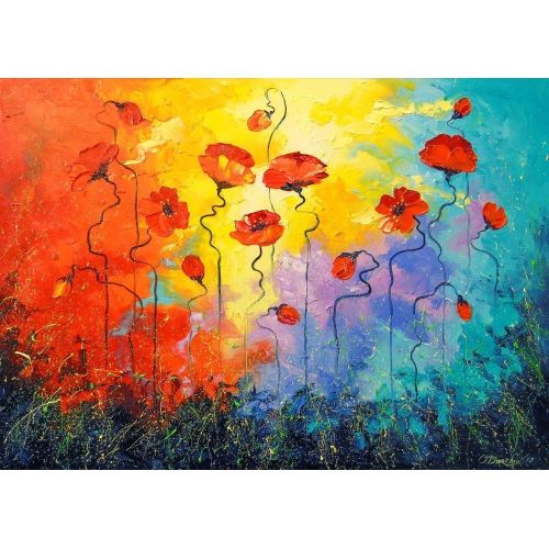 Poppies, Olha Darchuk Маки маслом на холсте без рамки, так как края окрашены, для