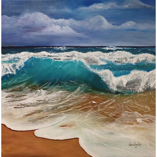 Sea Wave Beauty, Demet Gelir oil painting on canvas. 45cm x 45cm construction date 04.03.2019 Yağlıboya Tablo Orijinal Tablo
