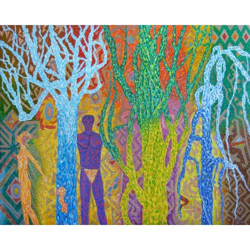 Male And Feminine, Gyvanchmyrat Hojanyyazov Oil on Canvas, size 80 x 100 sm., 2014 year. What place in society did not occupy the