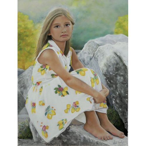 Küçük Kız Serra, Sevgi Celep Kağıt üzerine pastel.  Pastel Orijinal Tablo