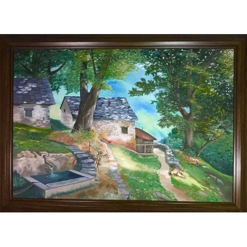 Pınar Başı, Selim Yerli Çerçeveli, 35x50, reprodüksiyon, yağlı boya tablo. Reprodüksiyon Tablo Orijinal Tablo