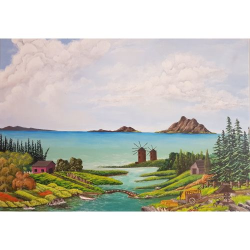 Huzurlu Köy, Gökay Söz 80cm×120cm Tuval Akrilik Tablo Akrilik Orijinal Tablo