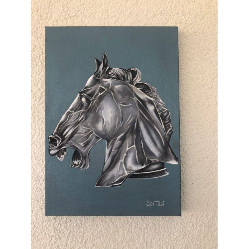 At, Sedat Sanatasan Horse eserı Heykelden bakılarak at çalışması Akrilik Orijinal Tablo
