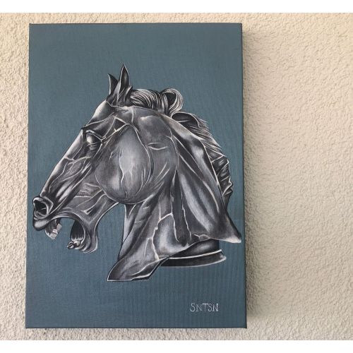 At, Sedat Sanatasan Horse eserı Heykelden bakılarak at çalışması Akrilik Orijinal Tablo