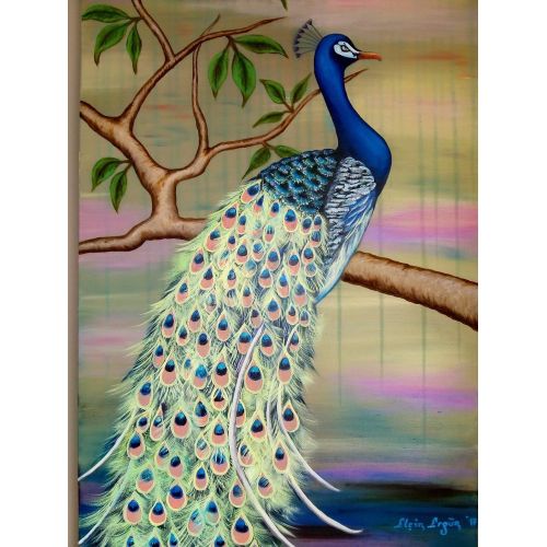 Tavuskuşu 7, Elçin Ergün 60cm x 90cm Tuval üzerine Yağlı boya  Yağlıboya Tablo Orijinal Tablo